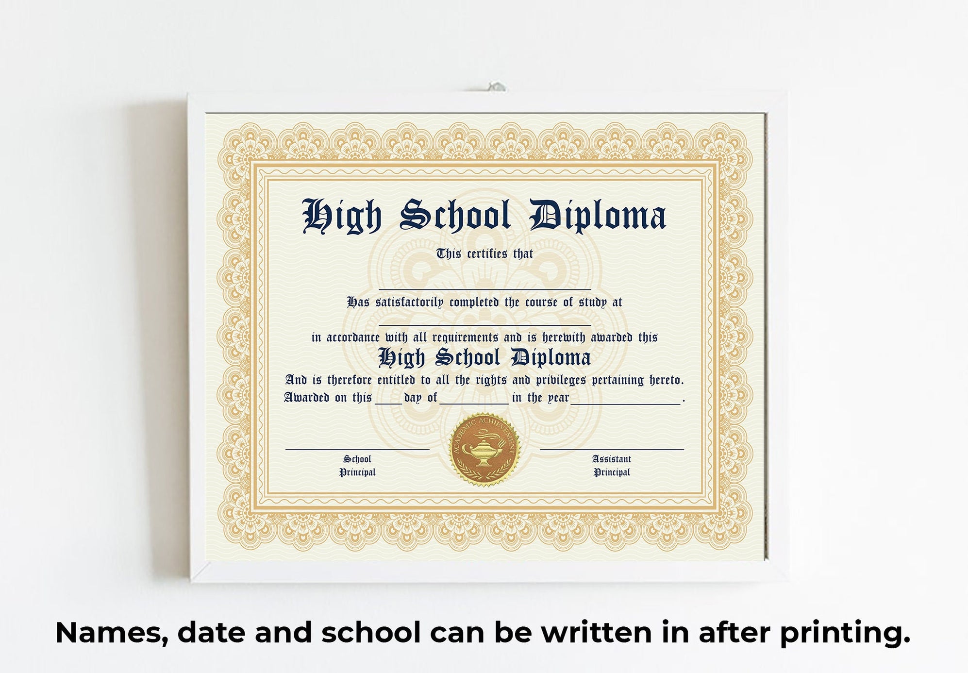 Printable Blank Pdf Homeschool High School Diploma Template - Posh Park