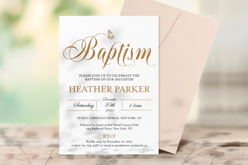 Editable Minimalist Baptism Invitation Template for Boy and Girl, Editable Baptism Invite Template