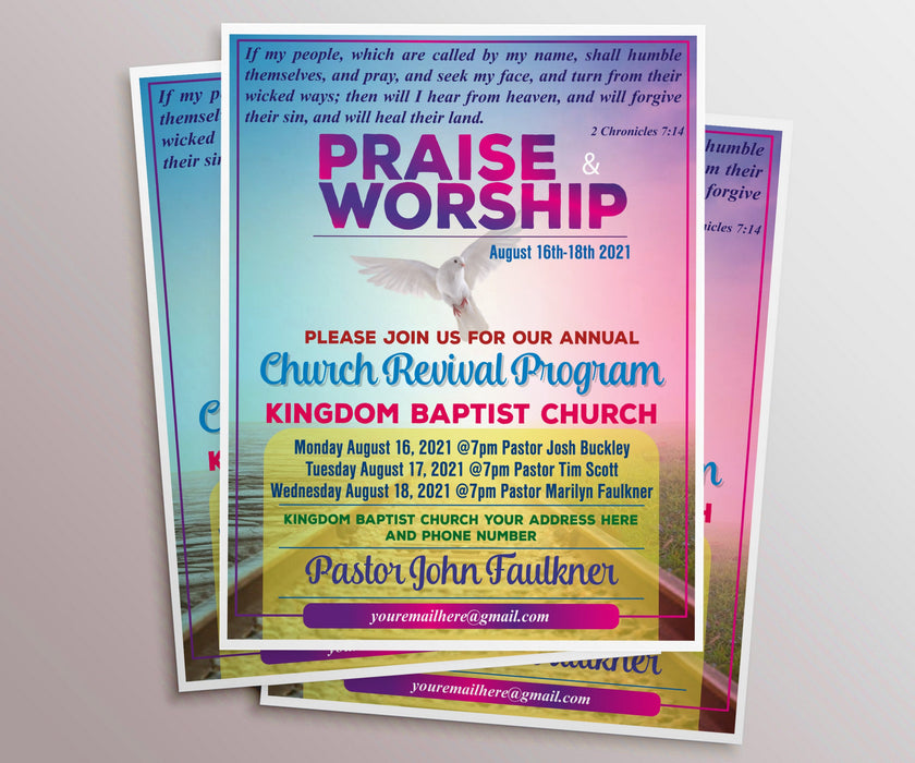 Editable Praise and Worship Church Event Flyer