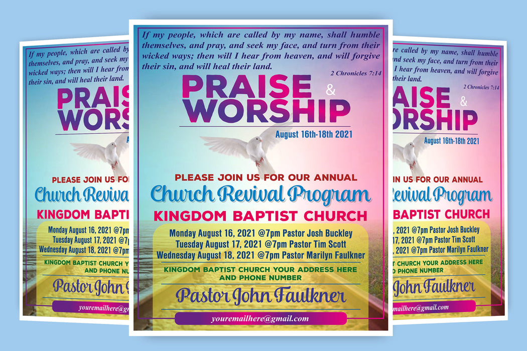 Editable Praise and Worship Church Event Flyer