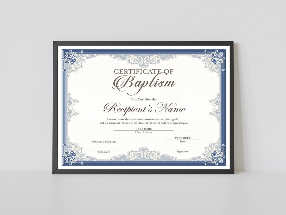 Editable Certificate of Baptism, Blue DIY Baptism Template, Downloadab — Posh Park editable-certificate-of-baptism-blue-diy-baptism-template-downloadab-posh-park