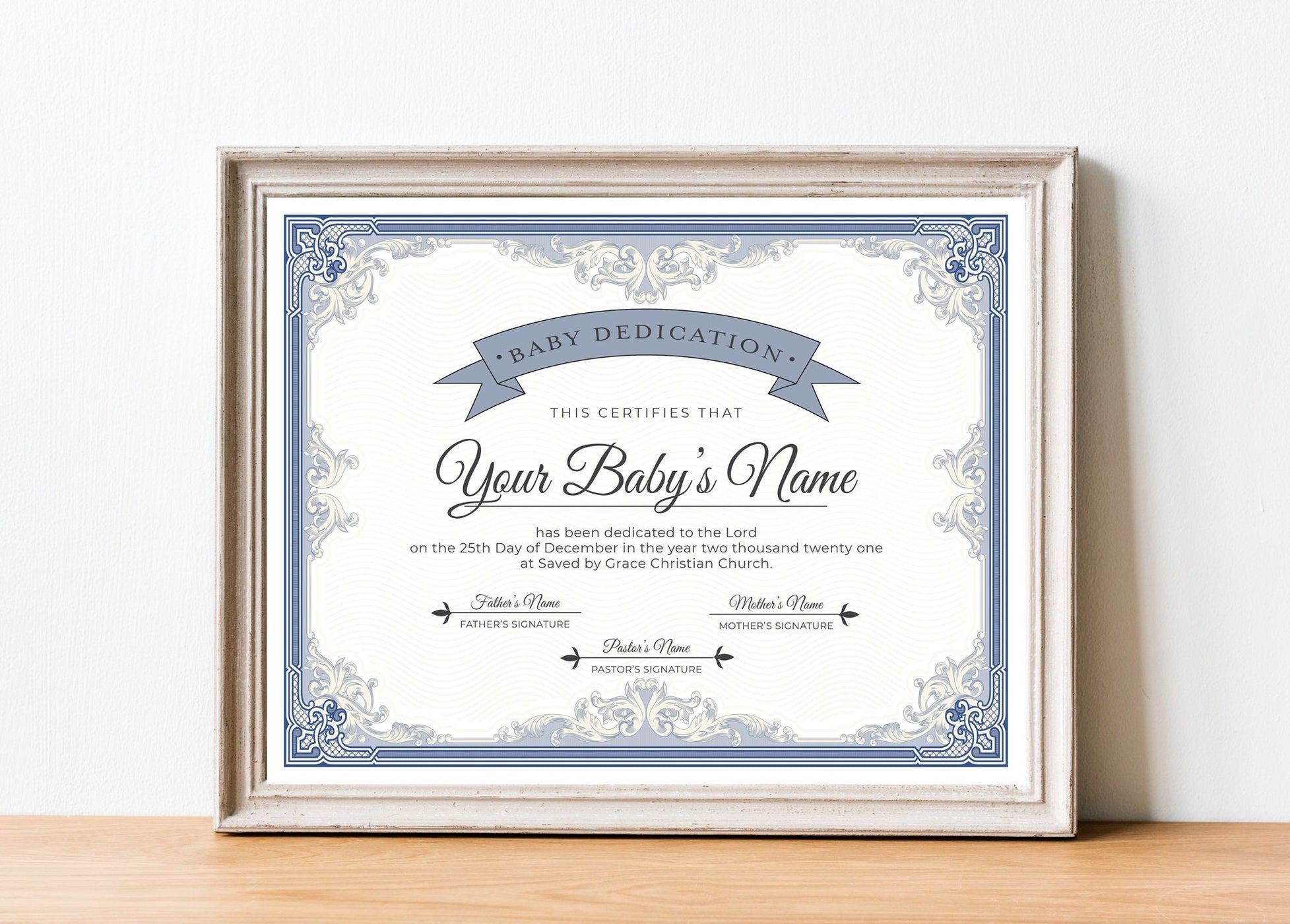 Editable Baptism Certificate & Baby Dedication Template — Posh Park