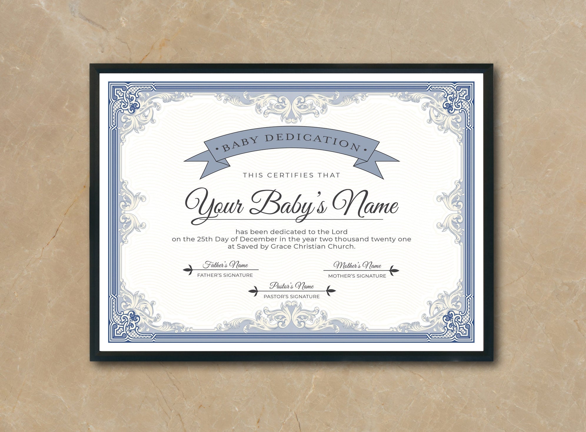 Editable Baptism Certificate & Baby Dedication Template — Posh Park