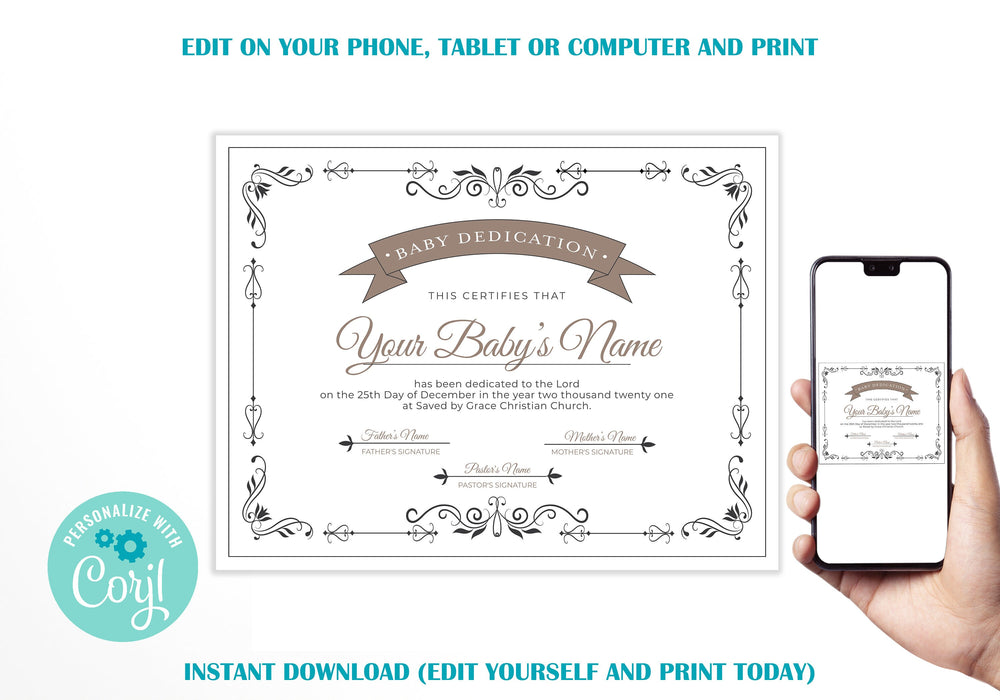 baby-dedication-certificate-editable-baby-christening-dedication-pri-posh-park for Free Printable Meaning Of Names Certificates Baby Dedication Certificate, Editable Baby Christening Dedication, Pri — Posh Park for Free Printable Meaning Of Names Certificates