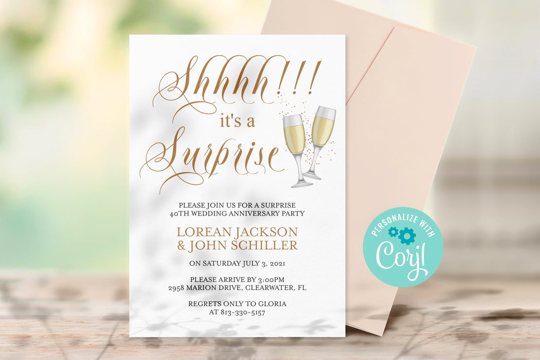 Editable Minimalist 40th Anniversary Invitation Surprise, Printable 40 — Posh Park editable-minimalist-40th-anniversary-invitation-surprise-printable-40-posh-park