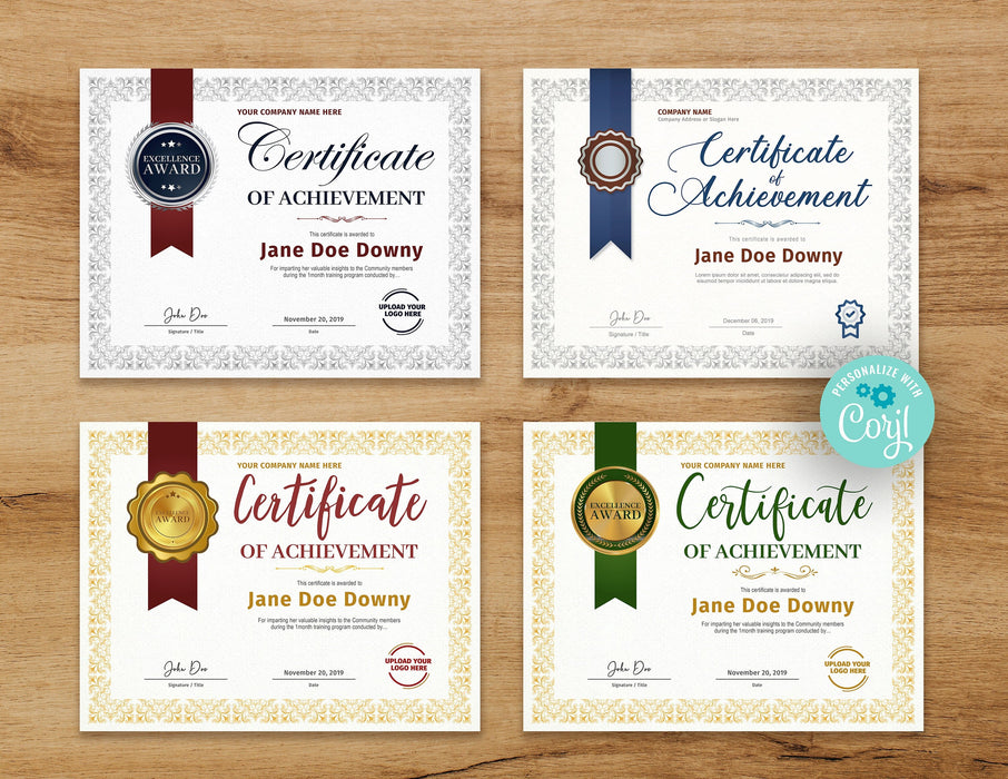 EDITABLE Certificate of Achievement Template BUNDLE, Printable Award C — Posh Park editable-certificate-of-achievement-template-bundle-printable-award-c-posh-park