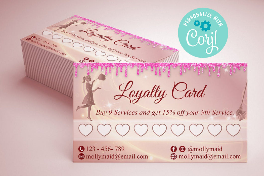 Digital Cleaning Service Loyalty Card for Cleaning Business | Cleaning Service Rewards Card Template