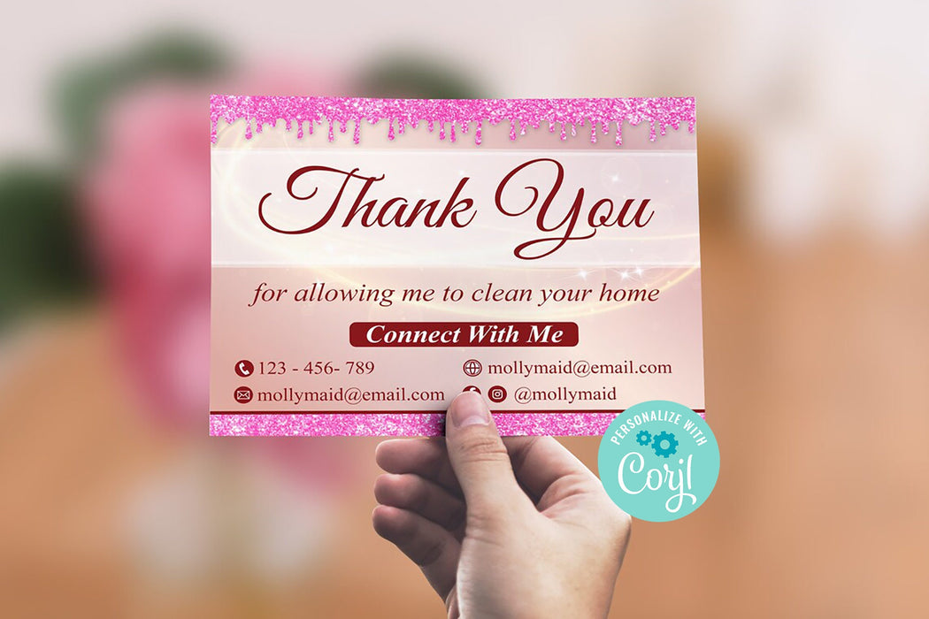 Editable Cleaning Business Thank You Card Template | Printable Cleaning Service Thank You Card | Housekeeping Business Downloadable Template