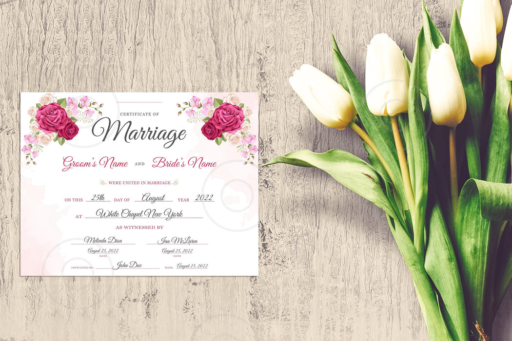 Editable Marriage Certificate Template | Marriage Certificate Download | Decorative Marriage Certificate | Marriage Printable| Wedding Keepsake |