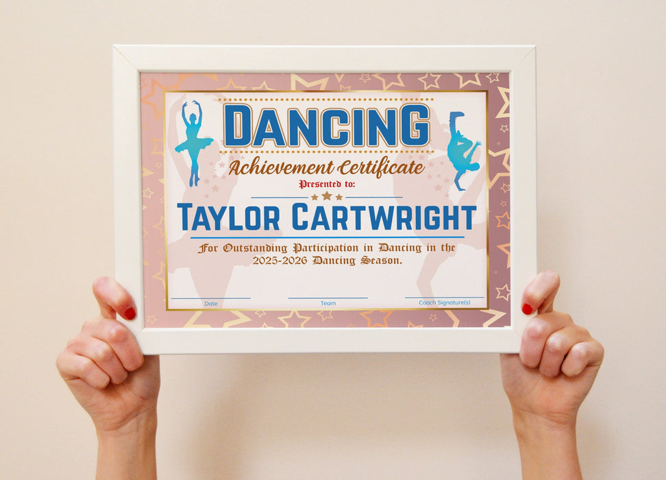 EDITABLE Dancer Certificate, Dancing Award Template, Pink Gold Stars D — Posh Park editable-dancer-certificate-dancing-award-template-pink-gold-stars-d-posh-park