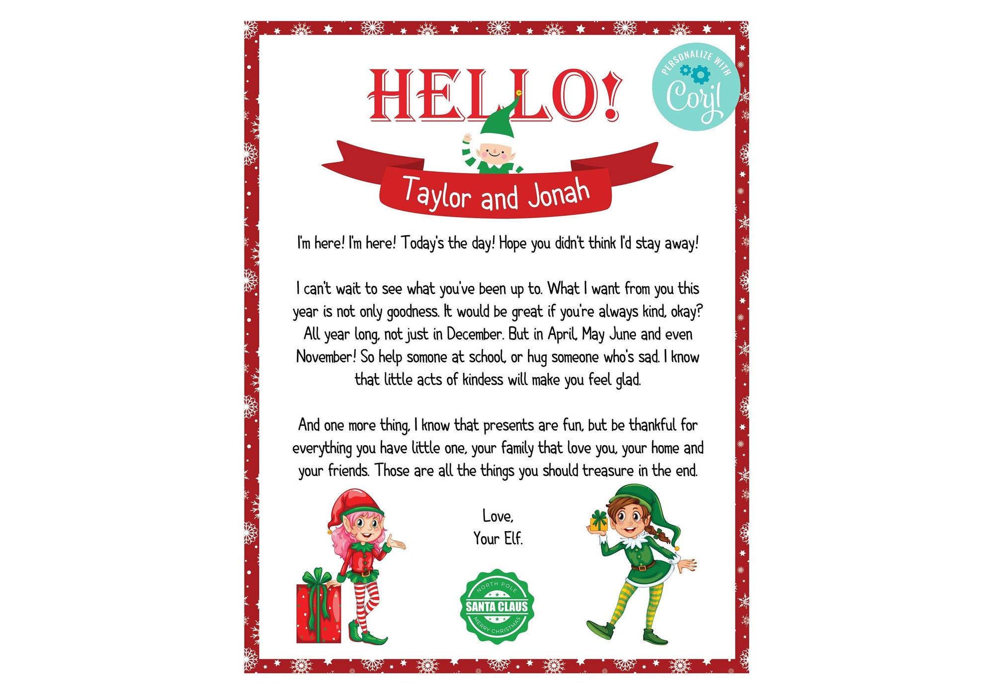 Printable Elf Arrival Letter Template — Posh Park