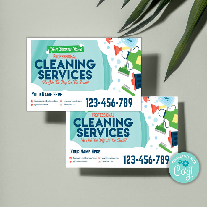 DIY Cleaning Services Business Card Template |Downloadable Cleaning Business Card | Editable Business Card for Cleaning Business Digital