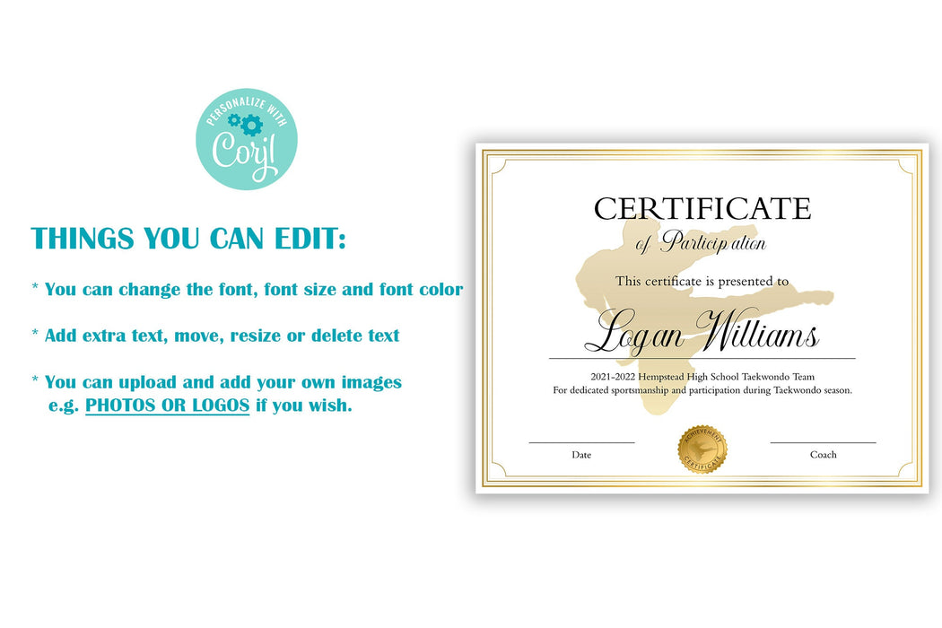 Taekwondo Certificate Templates