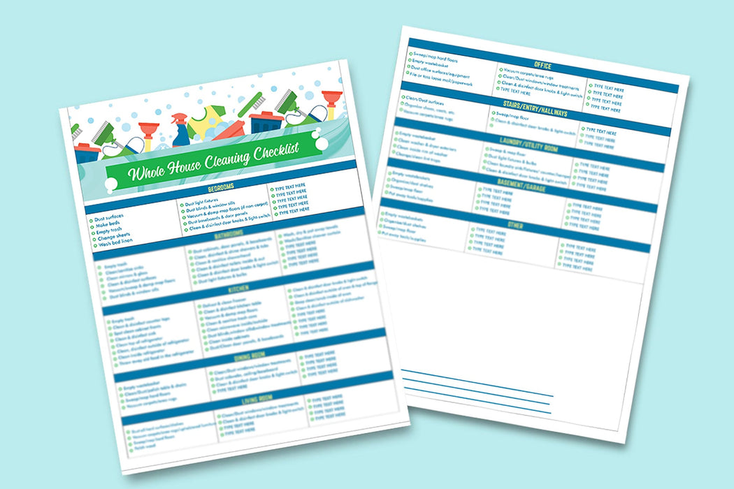 Cleaning Services Business BUNDLE Blue! Commercial and Residential Cleaning Business Card, Flyer & Cleaning Checklist Template