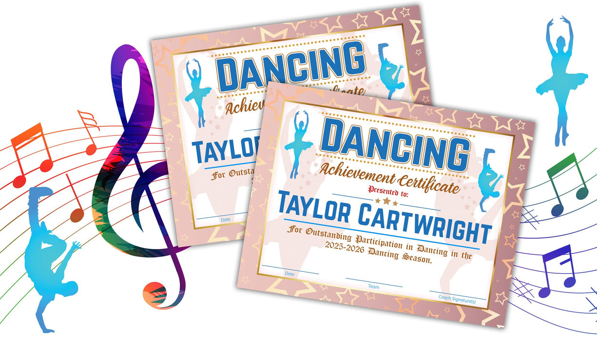 EDITABLE Dancer Certificate, Dancing Award Template, Pink Gold Stars D — Posh Park editable-dancer-certificate-dancing-award-template-pink-gold-stars-d-posh-park