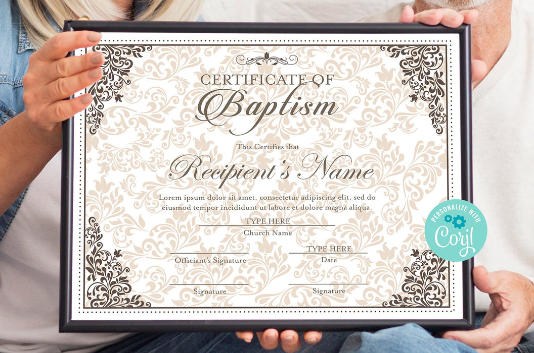 DIY Baptism Certificate, Editable Baptism Template, Downloadable and Printable