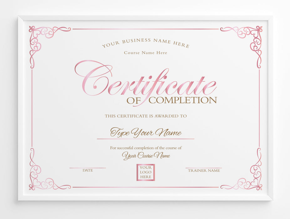Editable Certificate of Completion Template Training Course