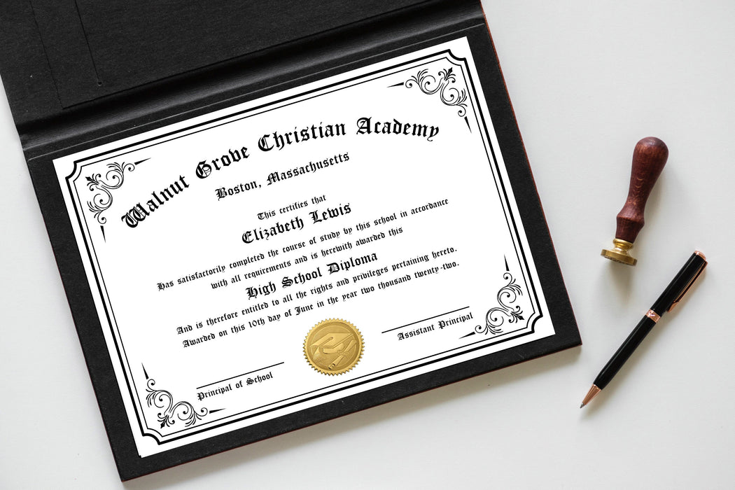 Editable High School Diploma Template, Printable Homeschool Diploma, Graduate Diploma Certificate Download