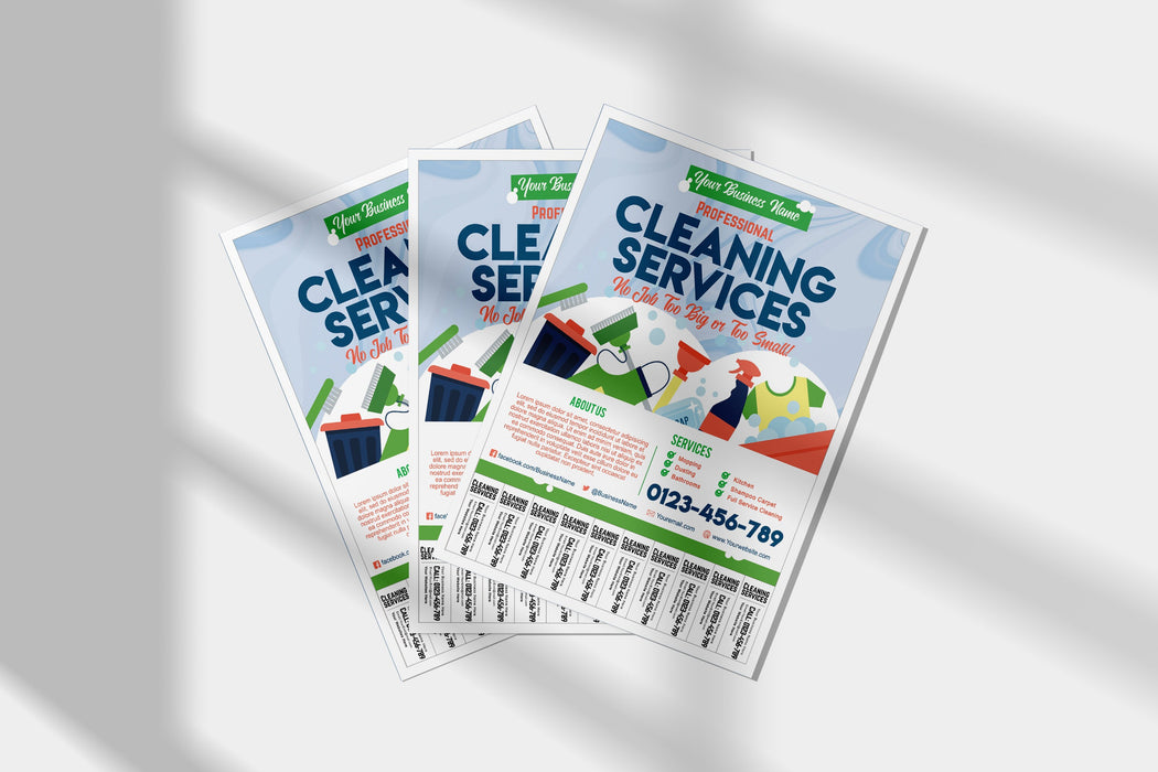 EDITABLE Cleaning Services Flyer Template with Tear-off Tabs