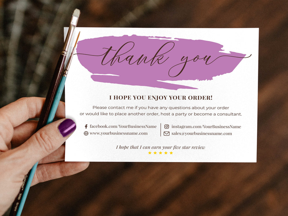 Set of 2 EDITABLE Purple Minimalist Small Business Thank You Card and Gift Certificate Bundle, Printable Thank You for Supporting My Small Business Card
