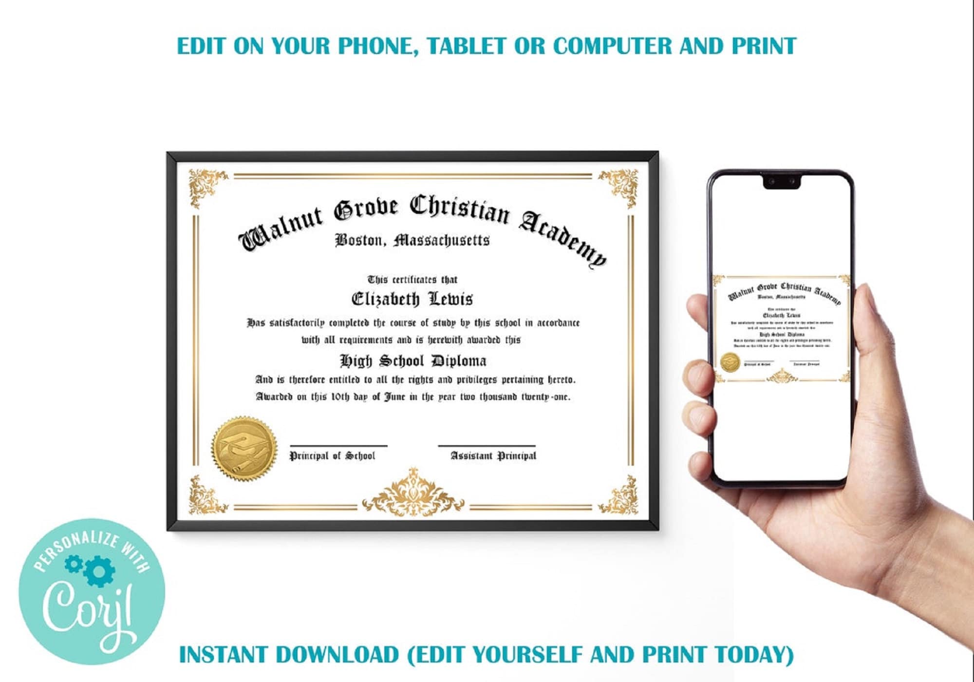 Printable High &amp; Homeschool Graduation Diploma Templates — Posh Park