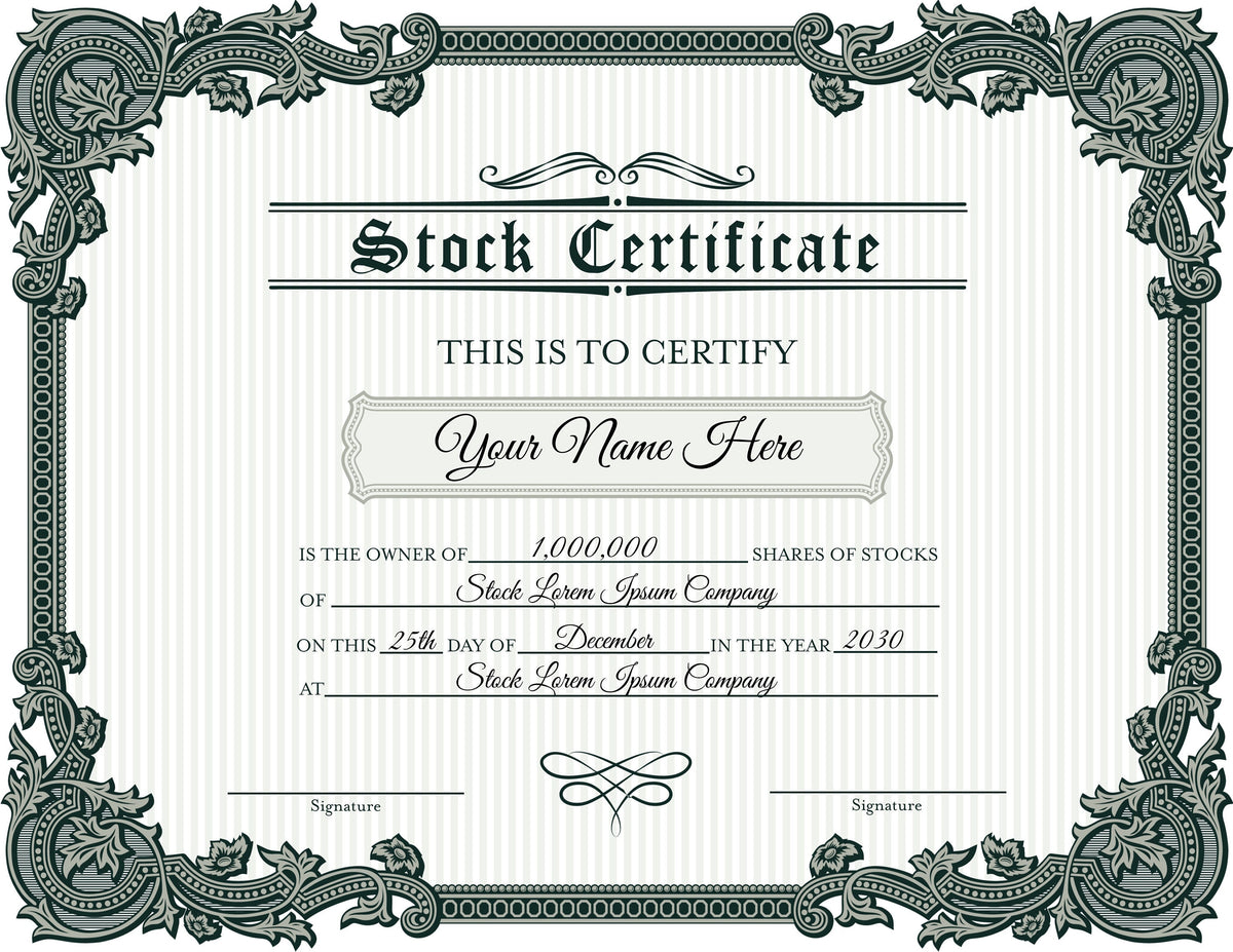 Printable Stock Certificate Template Printable Stock Certificate Template