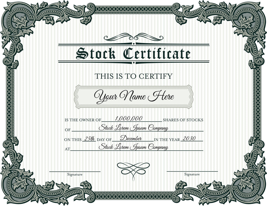 EDITABLE Stock Certificate Template, DIY Certificate of Stock, Corporate Common Stock Certificate