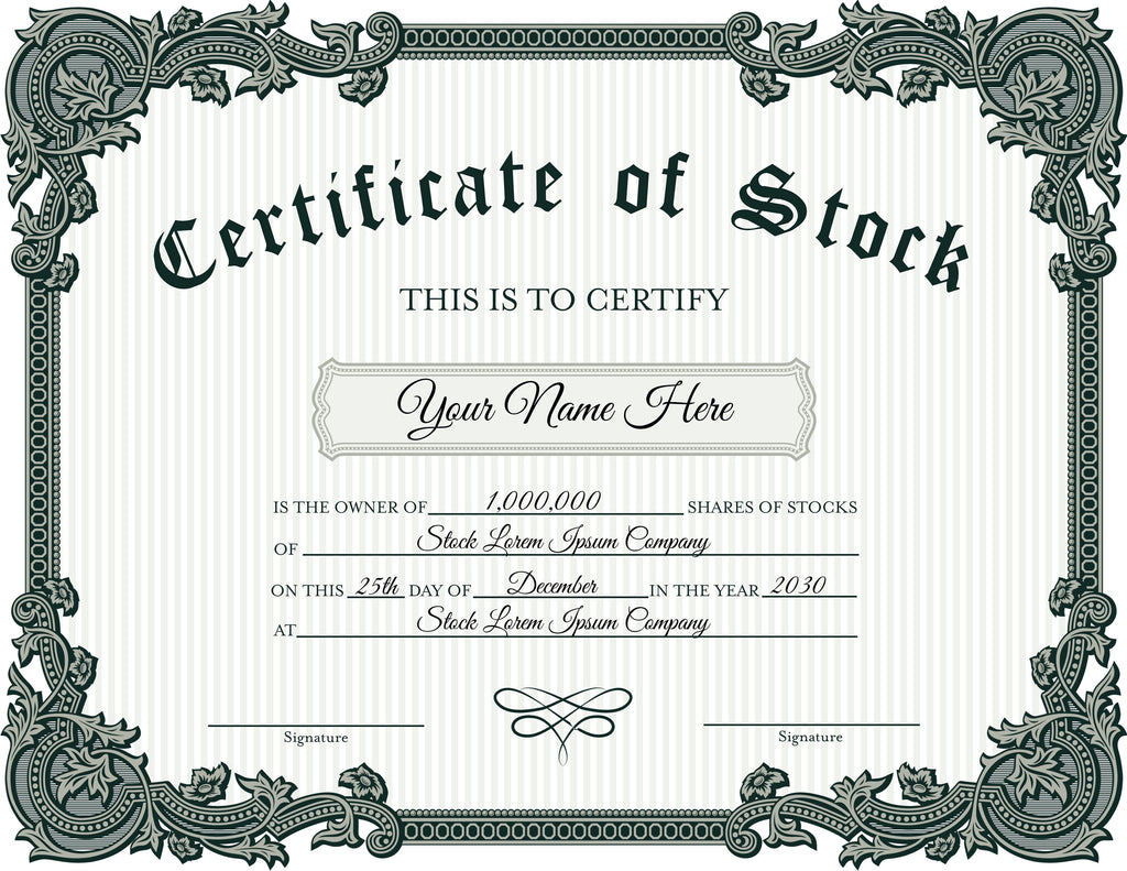 EDITABLE Certificate of Stock Template, Printable Green & White Stock — Posh Park editable-certificate-of-stock-template-printable-green-white-stock-posh-park