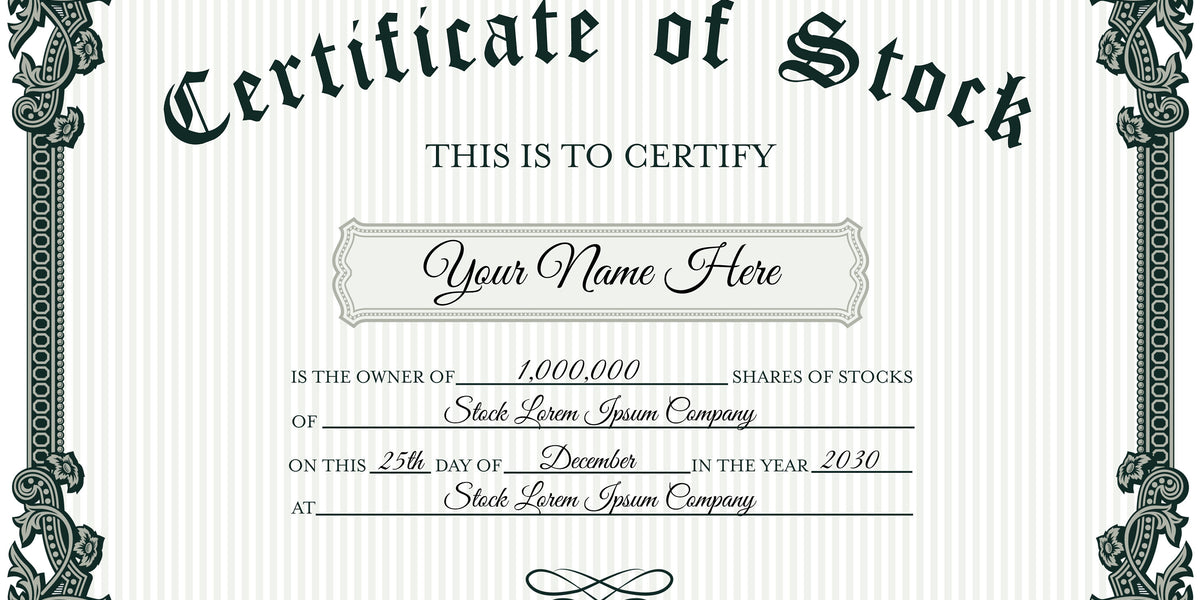 EDITABLE Certificate of Stock Template, Printable Green & White Stock  Certificate Template, Vintage Style Stock Certificate DIY Template