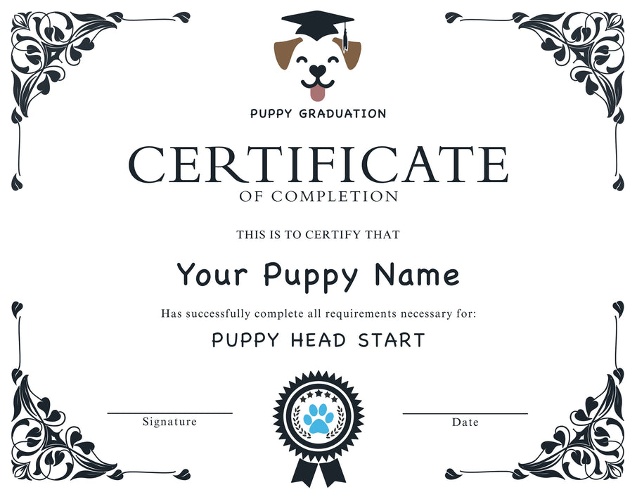 EDITABLE Puppy Dog Graduation Certificate Template, Downloadable Dog Award Certificate, Dog Training Certificate