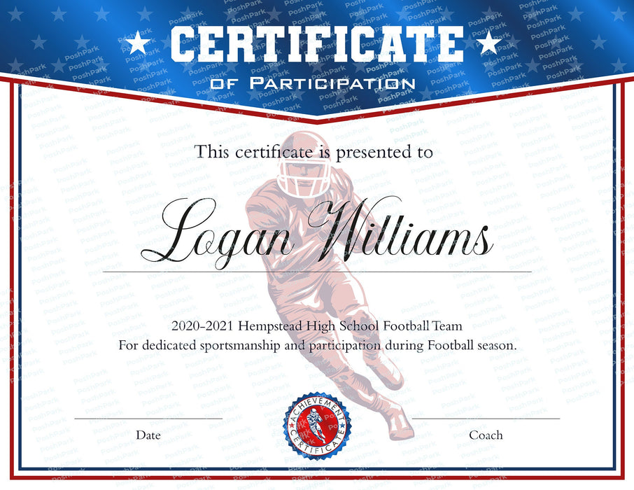 Editable Multi-Sport Certificate Bundle Red, White and Blue