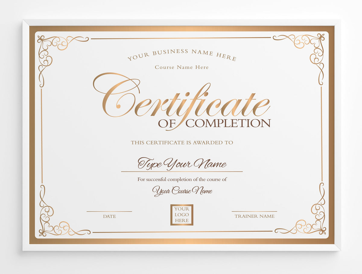 Custom Certificate of Completion Template, Training Course Certificate ...