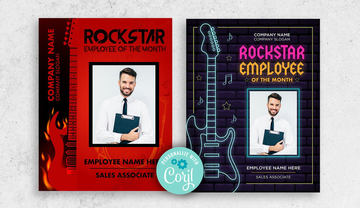 Set of 2 EDITABLE Rockstar Employee of the Month Certificate  | Employee Recognition |  Employee Appreciation | Downloadable, Printable