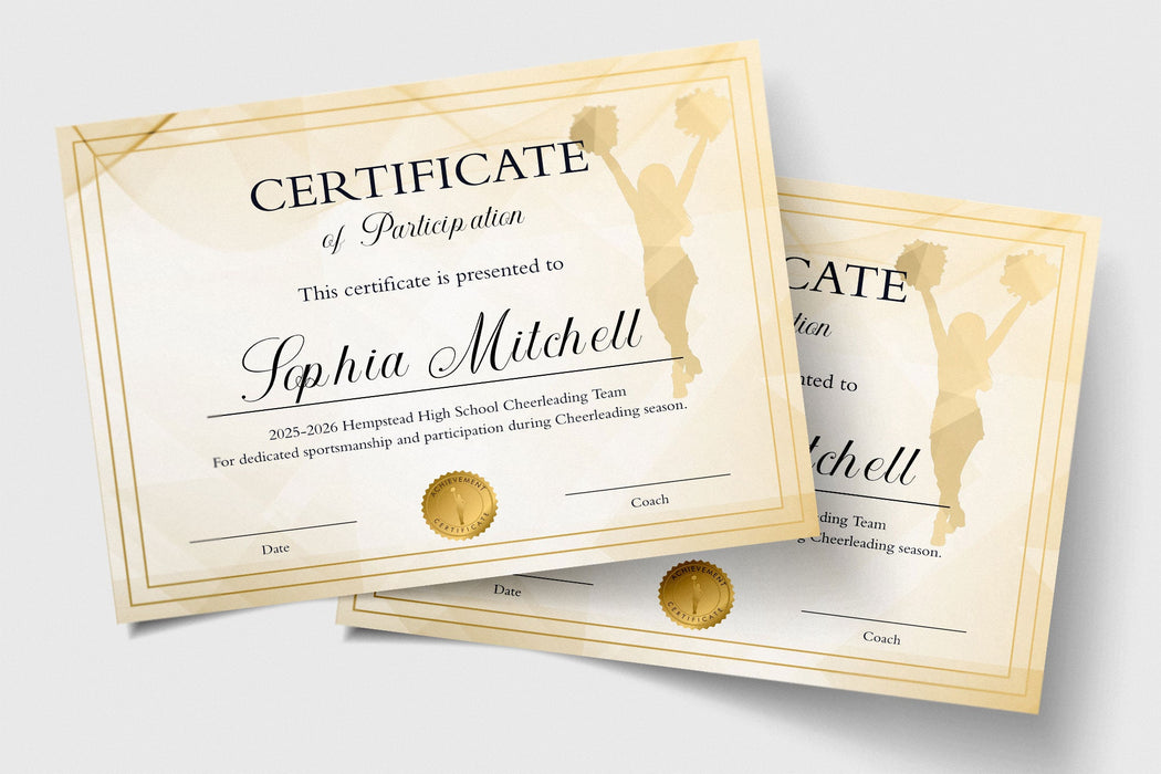 EDITABLE Cheerleading Certificates, Minimalist Cheerleading Awards, Cheerleading Printable, Sports Award