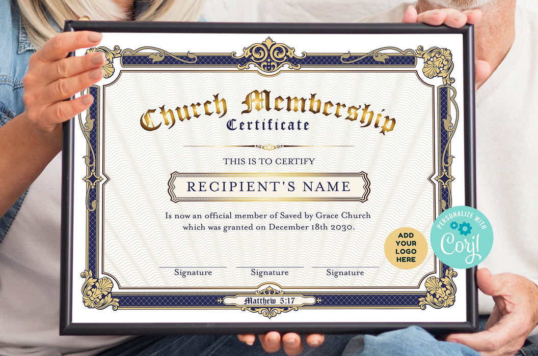Church Membership Certificate - Premium Stock, Foil Embossed  Pk Of 6