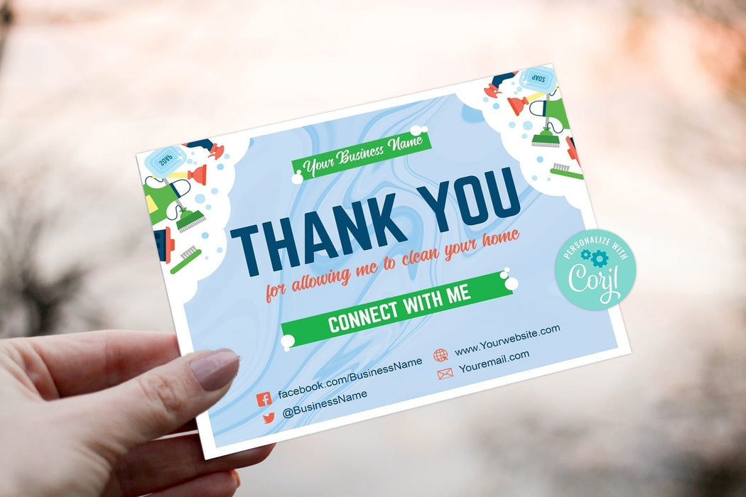 Cleaning Business Thank You Card Template | Printable Cleaning Service Thank You Card | Housekeeping Business Thank You Card