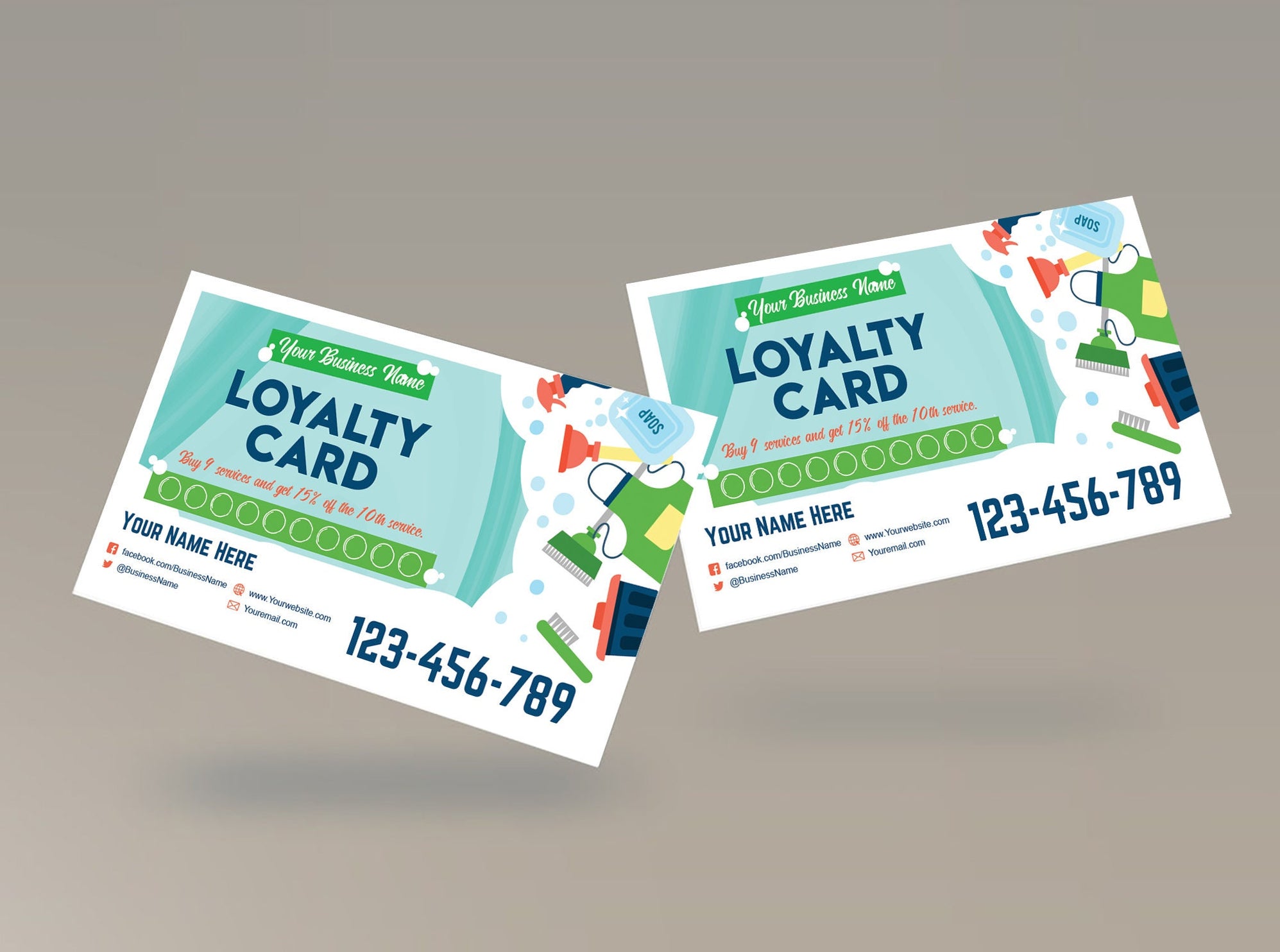 Digital Cleaning Service Loyalty Card for Cleaning Business Blue | Cle ...