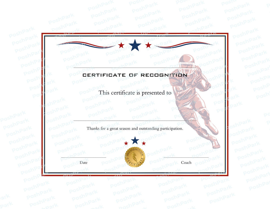 20 plus PRINTABLE PDF Red White Blue End of Season Football Award Certificate Templates