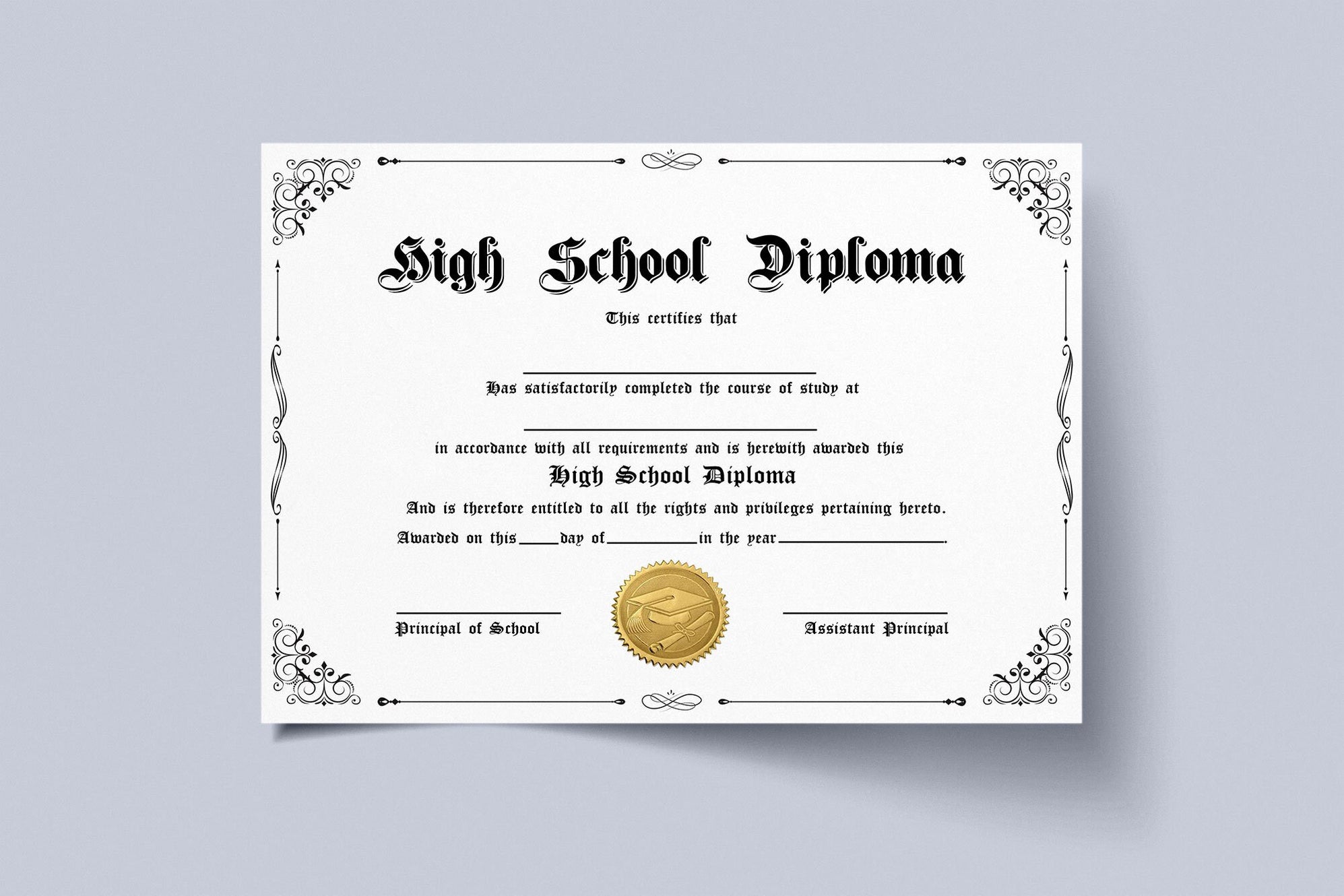 Printable PDF High School Homeschool Diploma Certificate Template ...