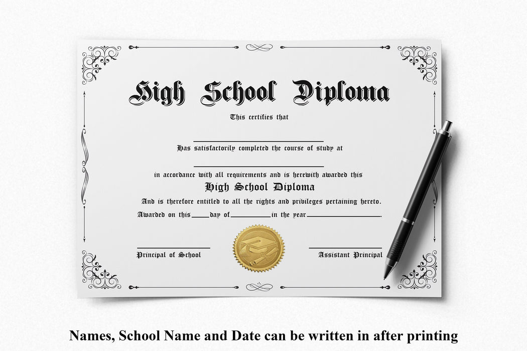 Printable High School Homeschool Diploma Certificate Template | PDF Format