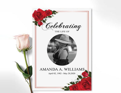 Red Rose Funeral Program Template Bundle | 10-Piece Set — Posh Park