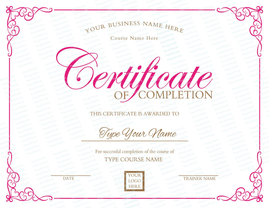 Editable Certificate of Completion Template Bundle, Multi Color Training Course Certificate Template