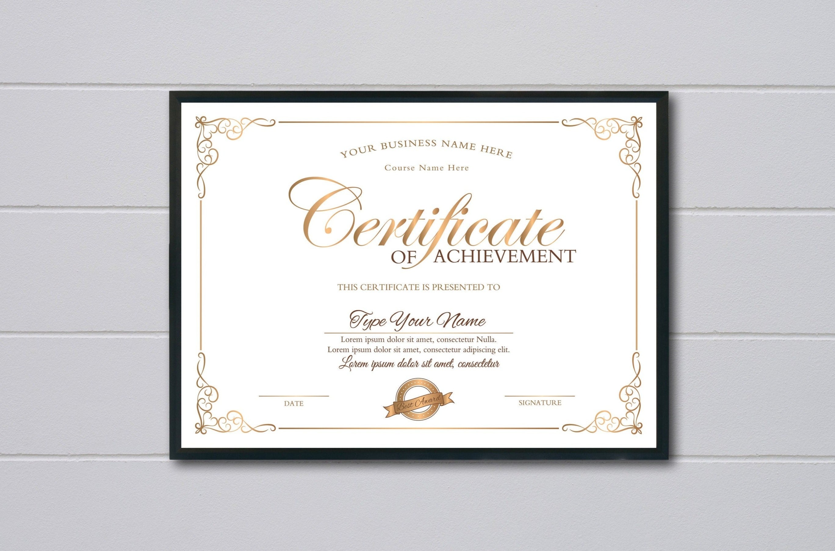 Custom Achievement Award Certificate and Template — Posh Park