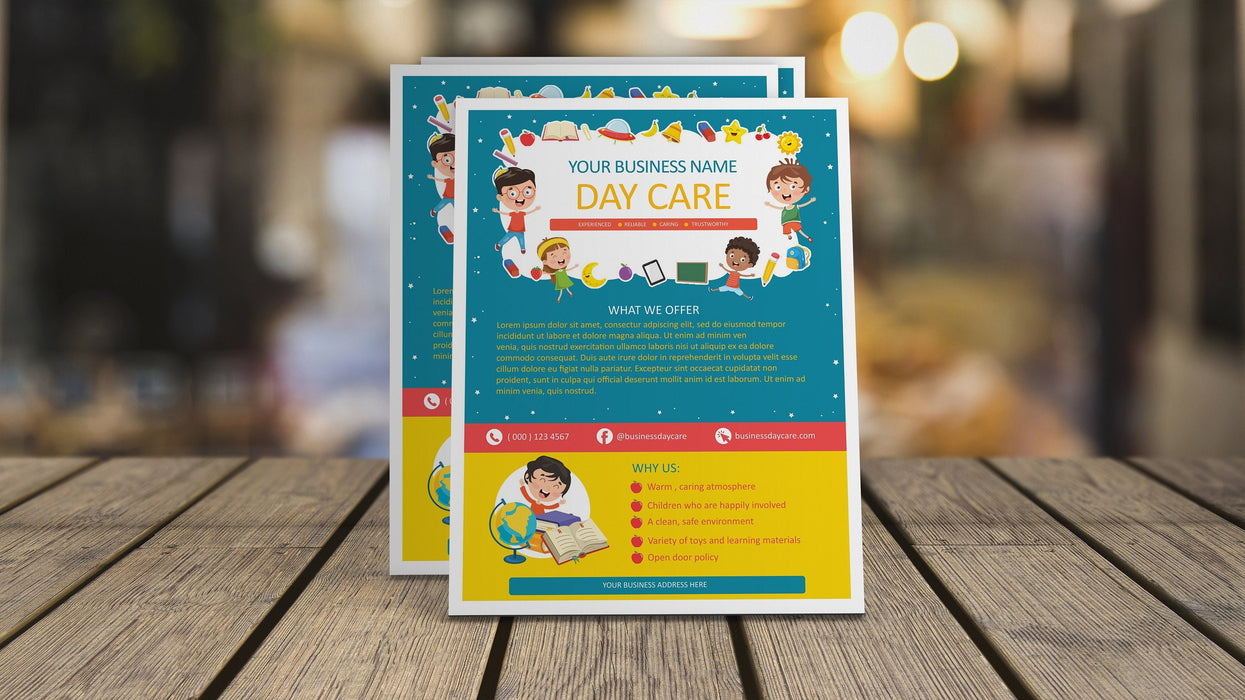EDITABLE Childcare Flyer Template, Printable Kindergarten Daycare Flyer