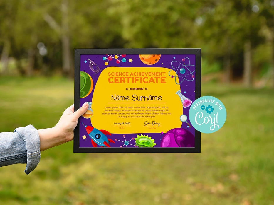 Editable School Science Certificate Template |Science Fair Certificates Kids l Stem Certificate Template |Science Certificate Template Award