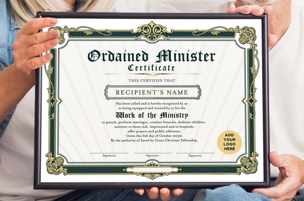 Editable Certificate of Ordination Template Bundle, 6 DIY Ordained Minister Certificates, DIY Church Printables