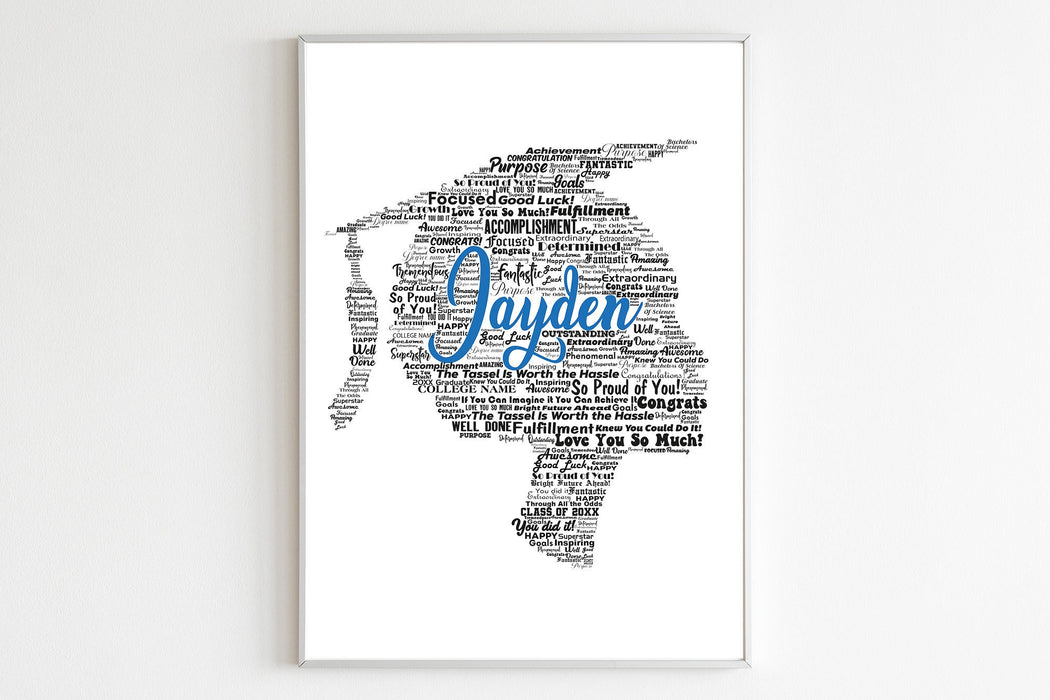 Personalized College Graduation Keepsake Artwork with Short Hair for Girls