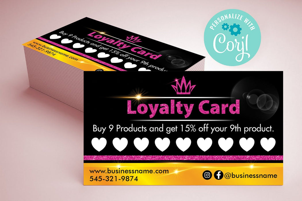 Editable Loyalty Cards for Your Business, Printable Loyalty Cards Template| DIY Rewards Punch Card, Customer Rewards Cards Point Cards
