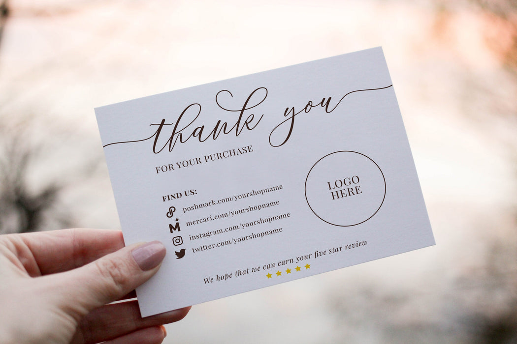 Editable Minimalist Small Business Thank You Cards, DIY Thank You Card for Small Businesses, Printable Thank You Card Digital | PDF Thank You Cards