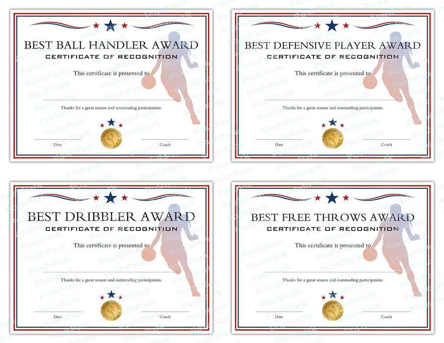 16 PRINTABLE End of Season Basketball Award Certificates for Girls | PDF Red White Blue